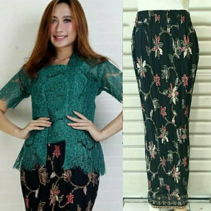 Setelan Kebaya Brokat Kutubaru Lace Pendek Rok Panjang