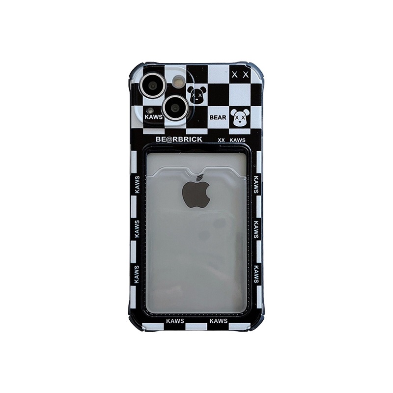 Soft Case Transparan Motif Kotak-Kotak Hitam Putih Untuk iPhone 12 13 Pro Max 11 X XR XSMAX