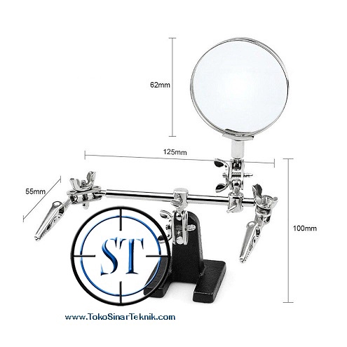 Alat pembantu Solder / Pegangan untuk Solder / Dudukan Solder Dengan Kaca Pembesar dan Clip Penjepit Helping Hand Tools