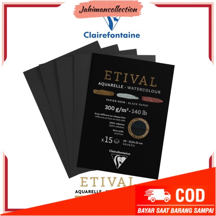 

✨ BISA COD ✨ Kertas Cat Air Clairefontaine Etival A5 Black Paper Watercolor Pad