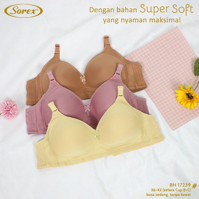 Bra Sorex 17239 / Bh Sorex Tanpa Kawat Cup Besar Kait 3 Super Soft / Bh Sorex 17239 / Bra Sorex 17239