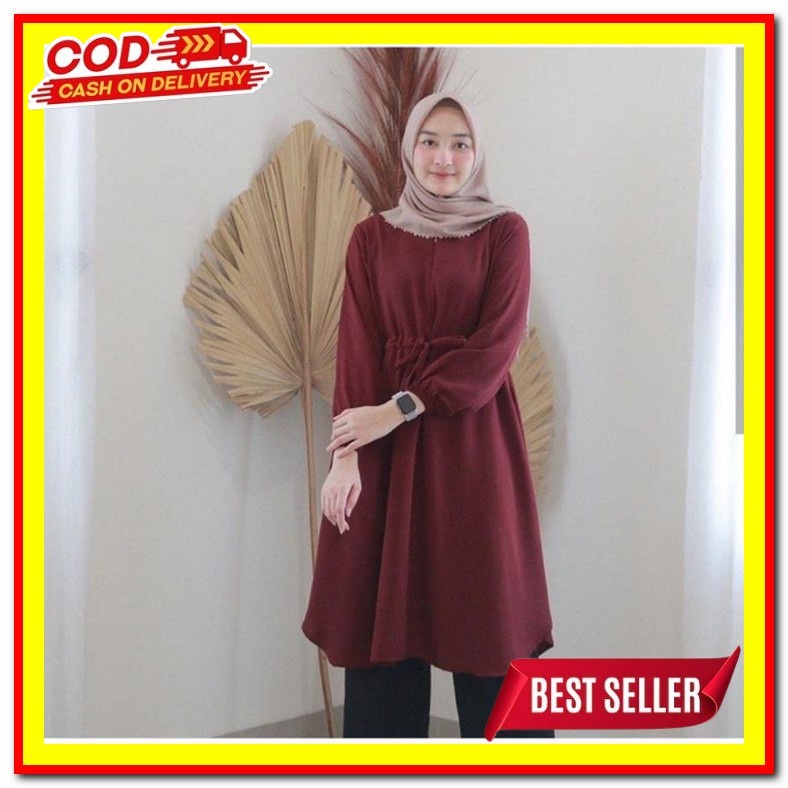 Sahlena Tunik Kemeja Jumbo Ld 115Cm Kekinian Kancing Depan Polos Murah Bheta Tunik/Tunik Wanita/Pak