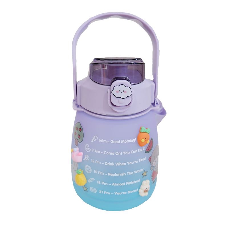 Botol Minum 2 Liter 2000ML 1300ML 1.3 Liter VIRAL/Botol Gradasi/Botol Lucu/ Botol Besar-2 Warna Ungu/1300ml