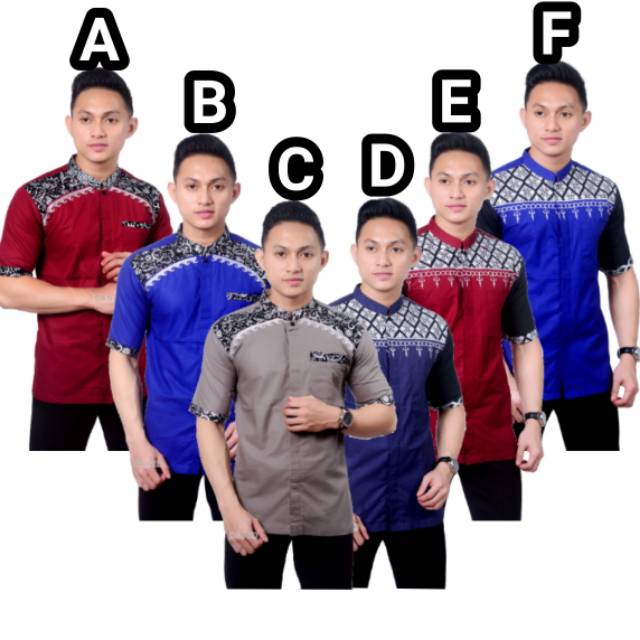 Baju Koko Batik Pria Bordil Atas