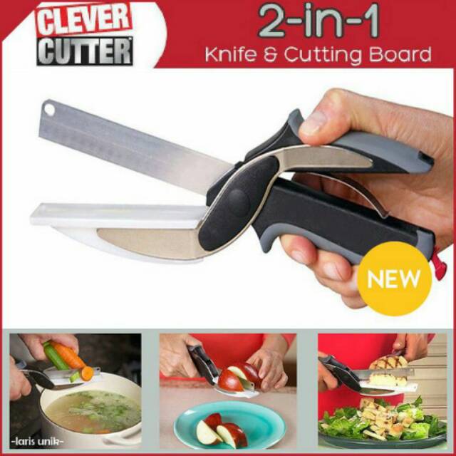 

PISAU SEKALIGUS GUNTING / KNIFE & CUTTING BOARD 2IN1 CLEVER CUTTER