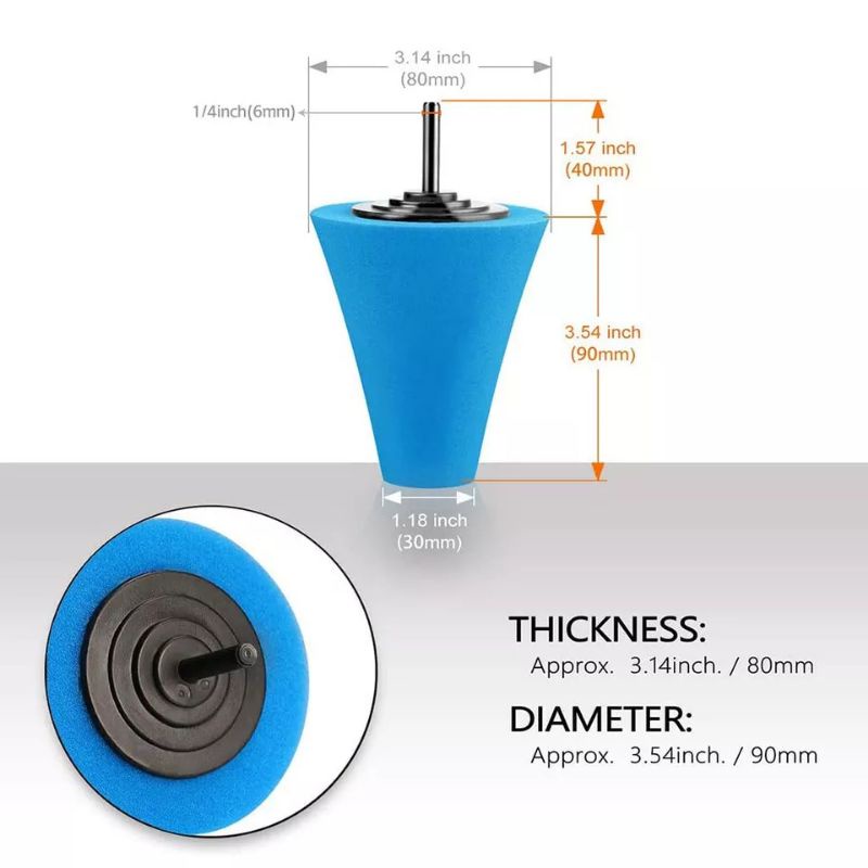 Foam Sponge Polishing Cone Busa poles kerucut pelek roda Shaped Buffing Pads bor wash wax pad buff buffing Hub Roda Mobil