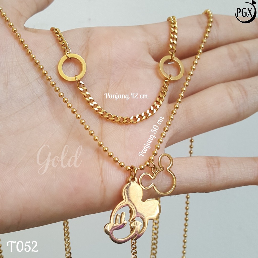 PGX Kalung Titanium Wanita Anti Karat Aksesoris Fashion Perhiasan Premium - T052