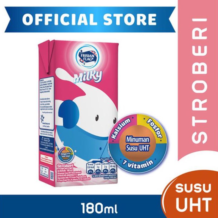 

Frisian Flag Milky Susu UHT Strawberry 5 x 180 mL