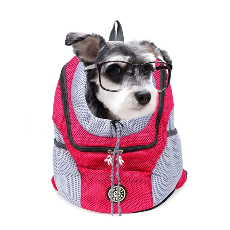 Tas Punggung Ransel Backpack Hewan Anjing Kucing Pet Carrier Size S - Red Black Jinjing Tebal Pengangkat Tempat