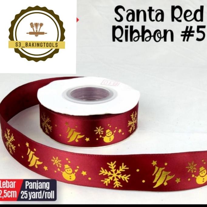 

<<<<<] Pita natal merah maroon snowflake satin 22 meter import lebar 2,5 cm