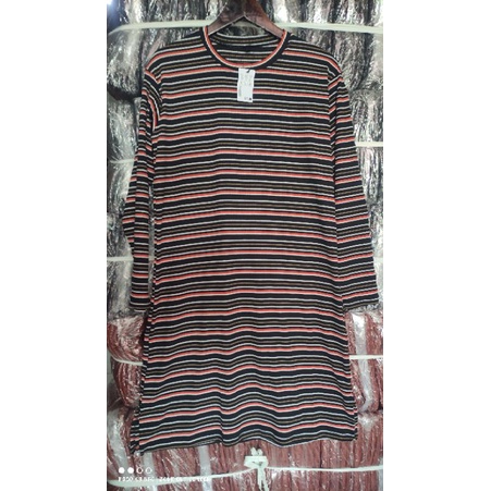 TUNIK KAOS STRIPE WANITA / RIB KATUN