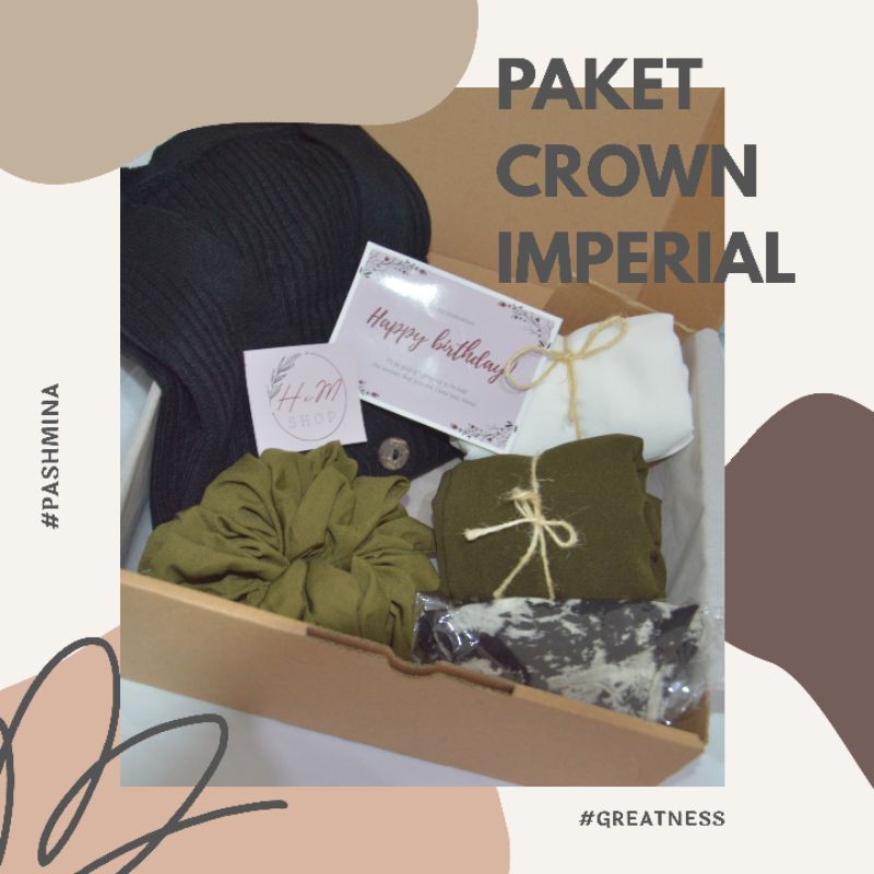 

Hampers Hijab Pashmina / Gift Box Kado / Gift Box Hampers - Paket Crown Imperial