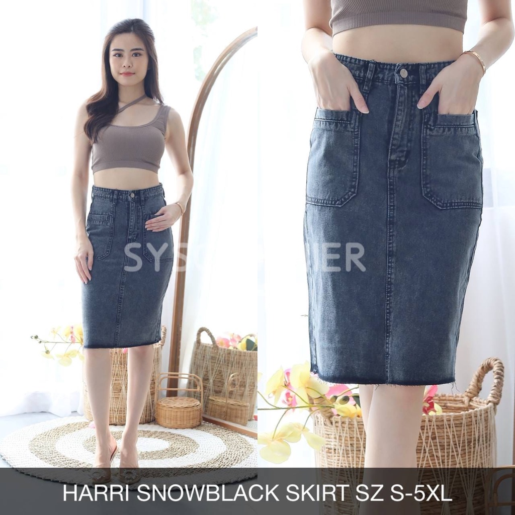 ROKJEANS WANITA HARRI SNOWBLACK SKIRT