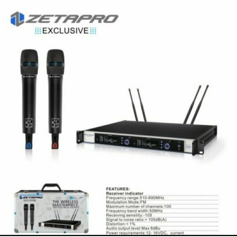 Mic Wireless Dual Channel Zetapro Exclusive Original Zetapro Terbaik