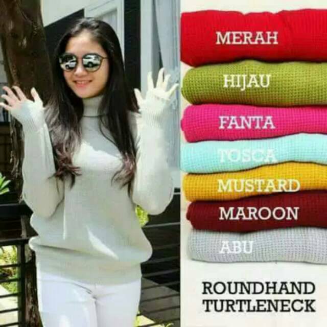ROUNDHAND TURTLENECK   Sweater Wanita   Sweater Rajut   Atasan Wanita   rajut korea   Baju Rajut