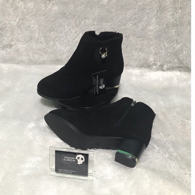 BT21 SEPATU ANKLE BOOTS IMPORT WANITA KOREA BRITISH INGGRIS SUEDE VELVET HANGAT