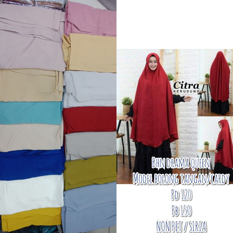 TERPOPULER Khimar Syari Jumbo Bolong Tangan / Cardigan Matt Drama Queen