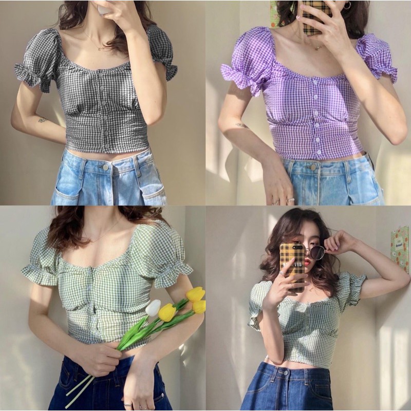 COD MAYMAY BLOUSE (atasan square,vintage bloue,atasan wanita,atasa sabrina,atasan viral,crop top)