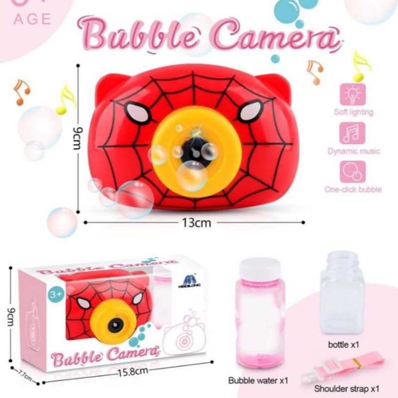MAINAN ANAK BUBBLE CAMERA KAMERA GELEMBUNG SABUN KARAKTER SPIDERMAN HELLO KITTY DORAEMON TIGER-SPIDERMAN Kamera