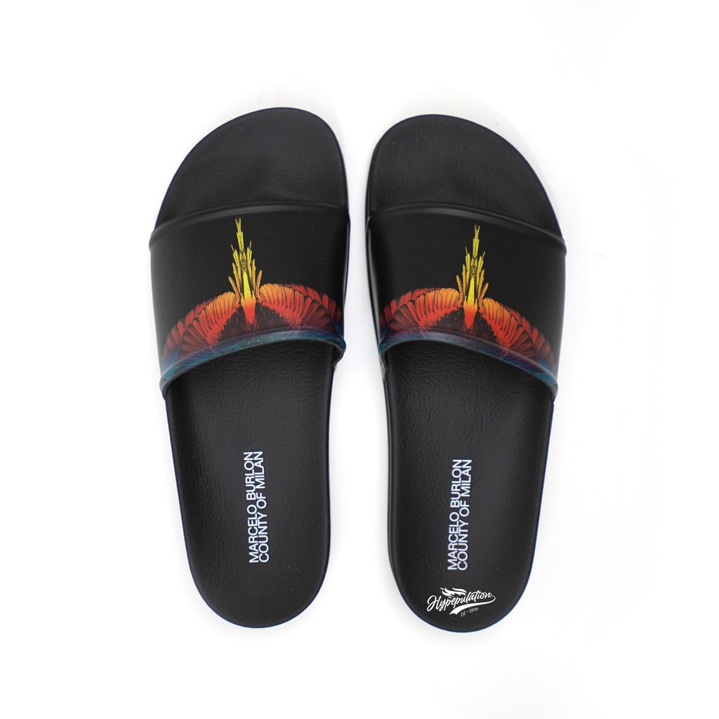 Marcelo Burlon Black/Red Wings Black Slides ORIGINAL