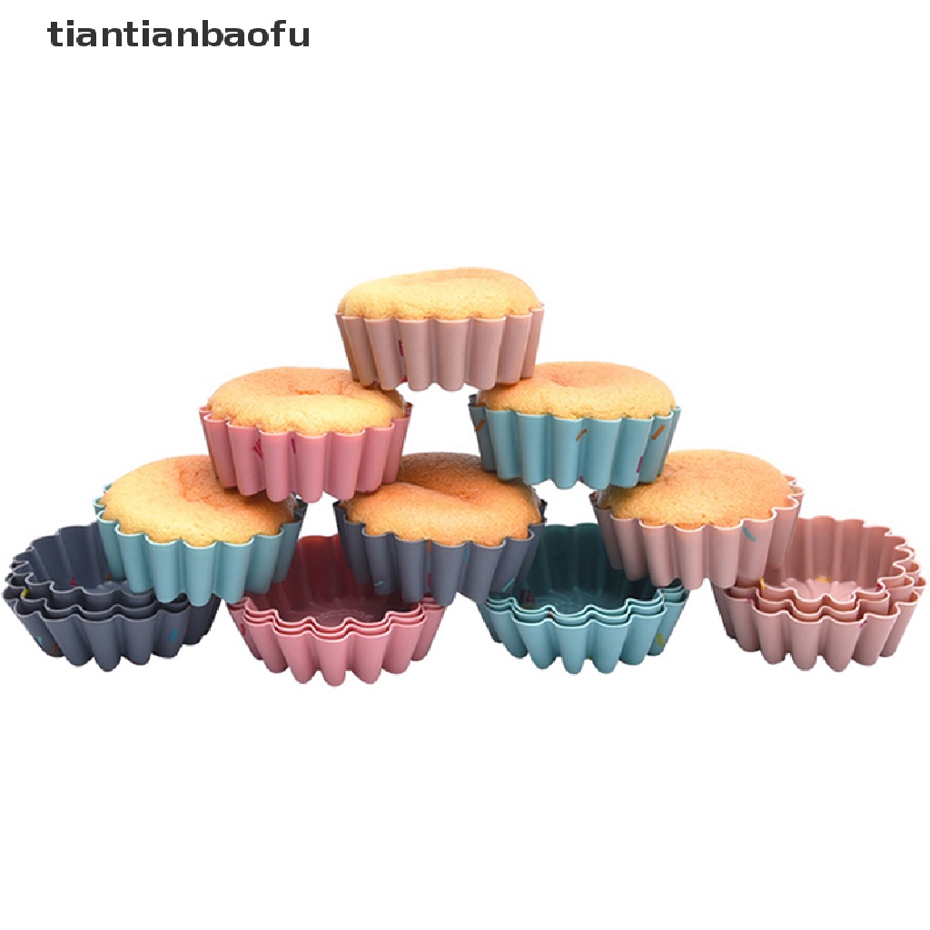 6 Pcs Cetakan Kue Muffin Cupcake Bahan Silikon Food Grade Dapat Digunakan Kembali Untuk Dapur