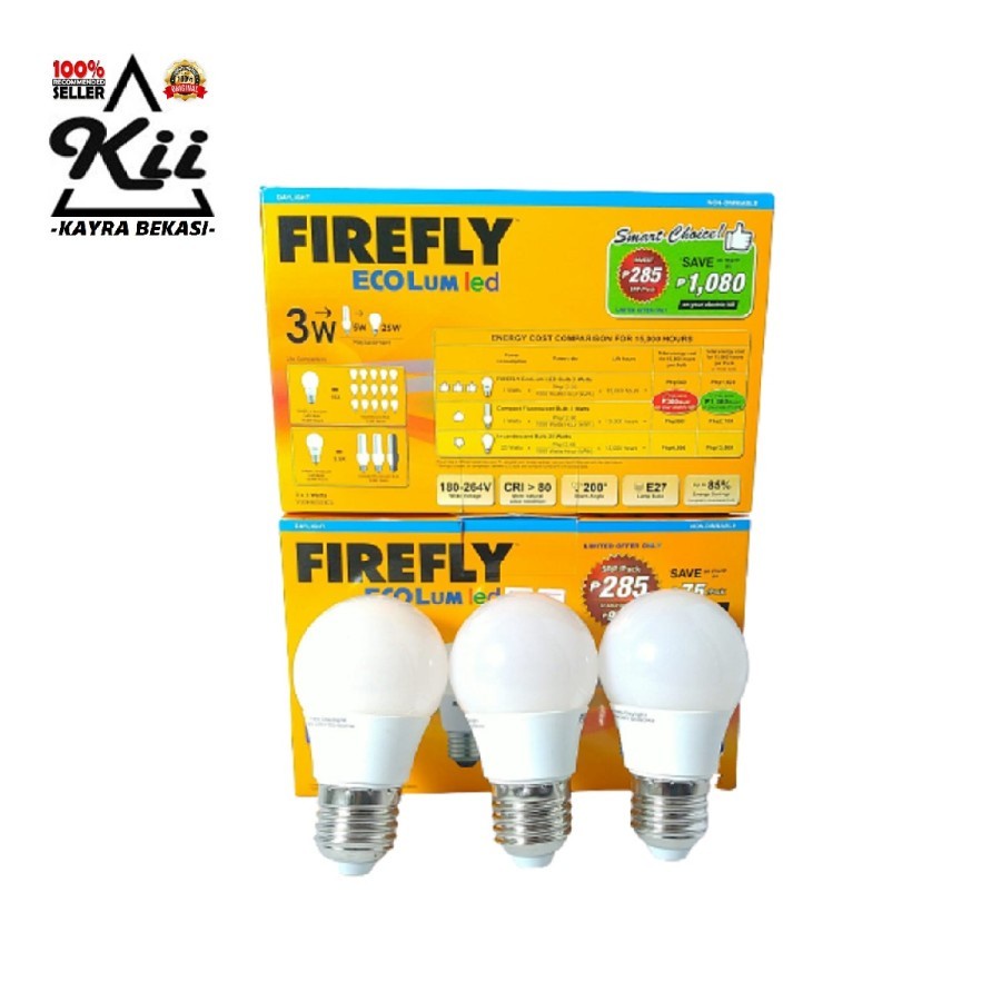 FireFly Value Pack Bohlam Bulb LED Putih 3pcs - Lampu Bohlam LED 3W