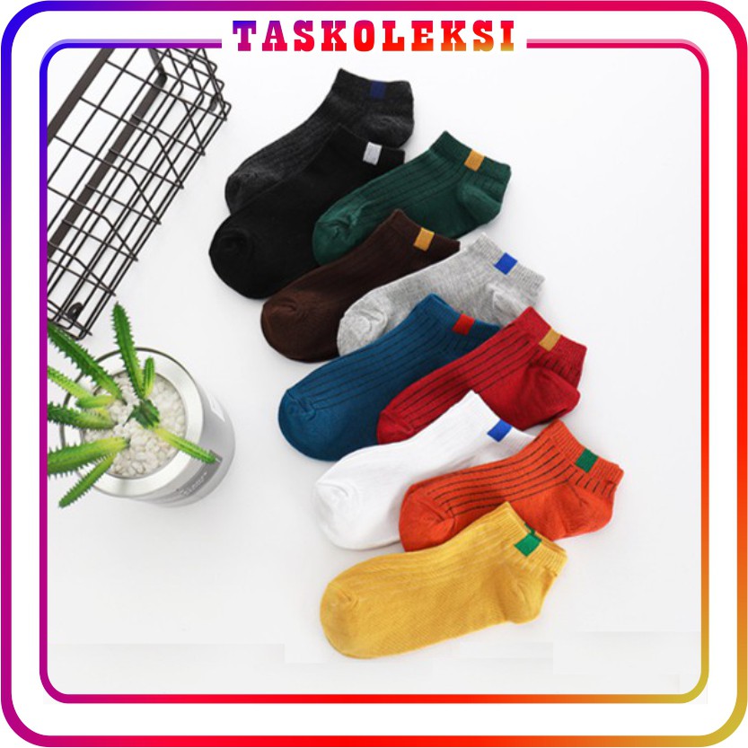 ☛TK☚ Kaos Kaki 6 Garis Kaoskaki Semata Ankle Socks Fashion Import Murah Wanita Pendek R103