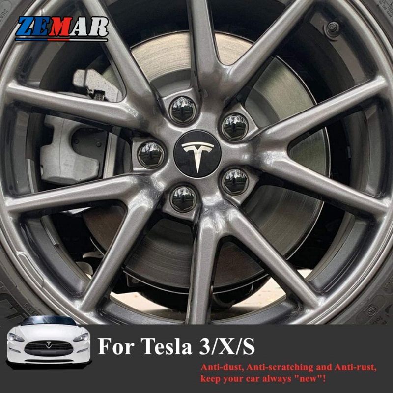 Set Tutup Hub Tengah Velg Mobil Tesla Model 3 2016-2020 Dengan 4 Cap Tengah 20 Lug Nut