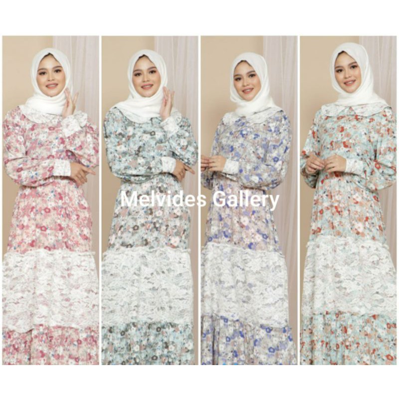 Gamis Rayon Motif Bunga Kombinasi Brukat