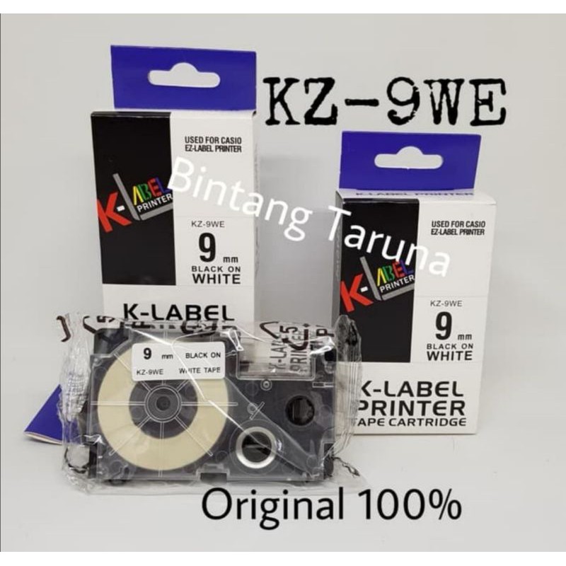 Tape Catridge EZ-Label Printer 9mm Label Tape KZ-9WE K-Label for Casio