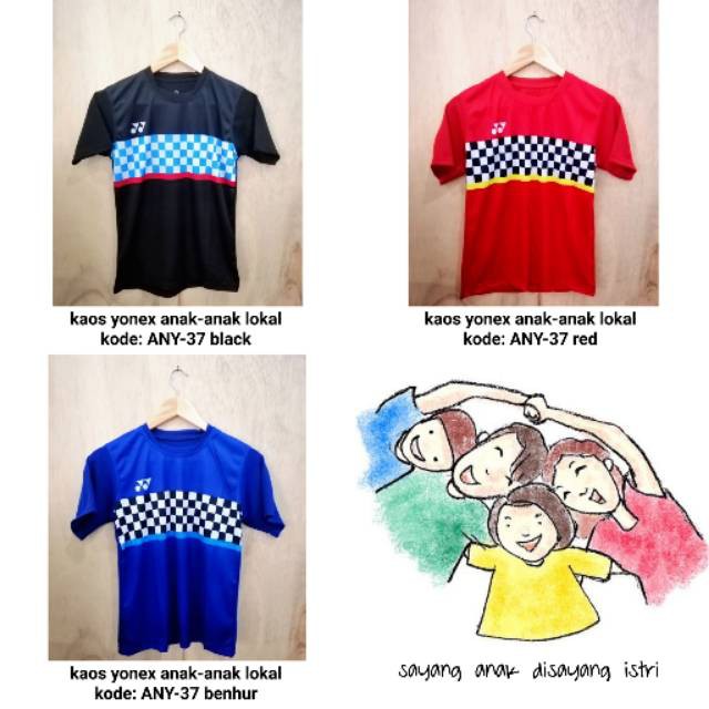 Ori  Baju badminton yonex anak ANY-37 kaos badminton anak-anak yonex lokal