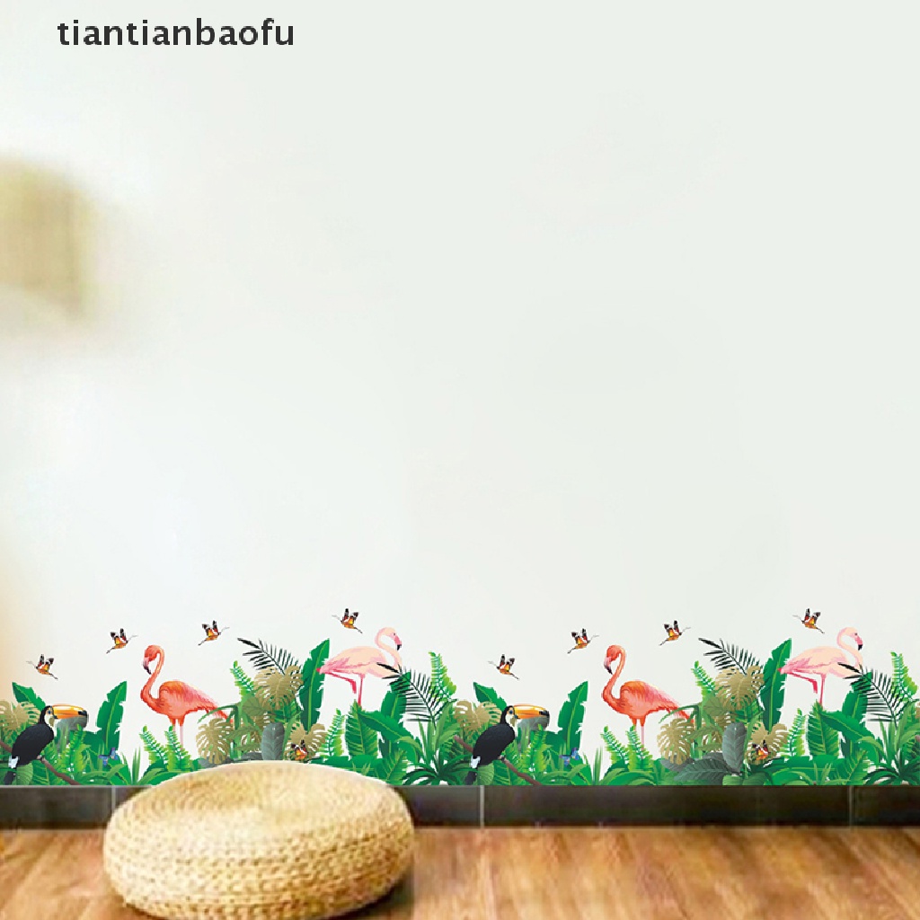 [tiantianbaofu] flamingo leaf butterfly wall sticker background diy art mural decal home decor Boutique