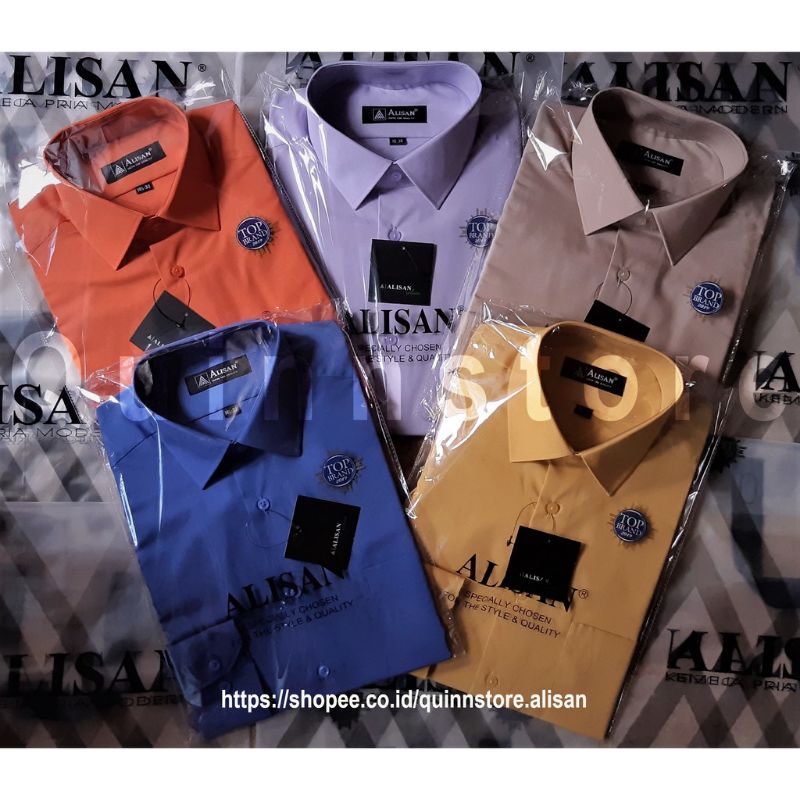 Kemeja Alisan Slim Fit Polos Lengan Panjang Original