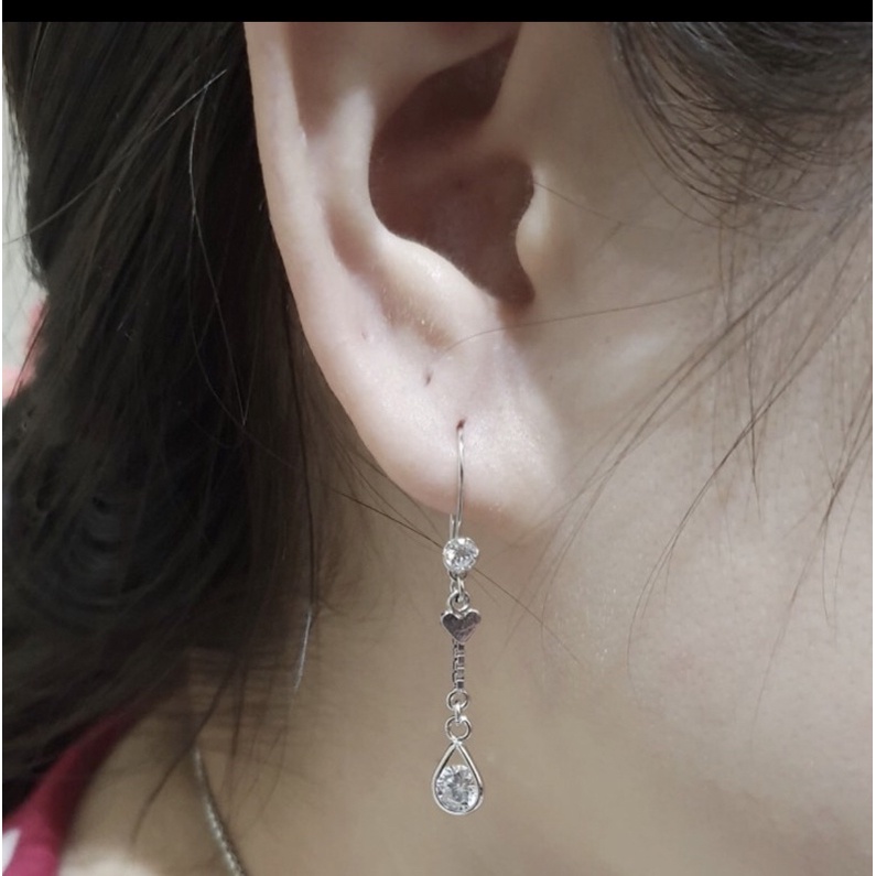 Anting wanita anting perak 925 lapis emas putih SA124 anting panjang cewek