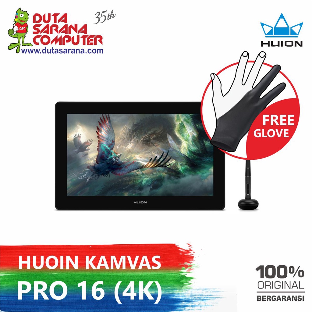 Jual HUION Pen Tablet Display Kamvas Pro 16 Plus 4K GT1562 Pen Tablet