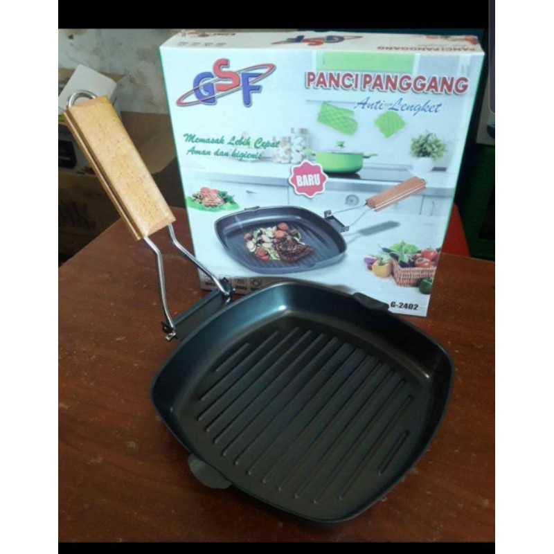 SQUARE GRILL PAN GSF G 2402 PANCI TATAKAN GRILL PANGGANGAN BBQ / SQUARE GRILL PAN GSF G 2402 PANCI TATAKAN BERGARANSI RESMI 1 TAHUN MANTAP