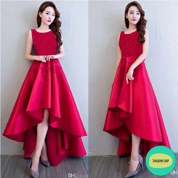 Dress brokat pesta longdress Lace wanita Elegan baju gaun malam perempuan gereja natal acara formal