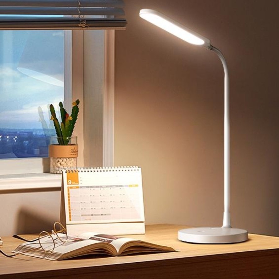 Lampu Meja LED 3 Tingkat Keterangan Leher Fleksibel Putih SW-DL10