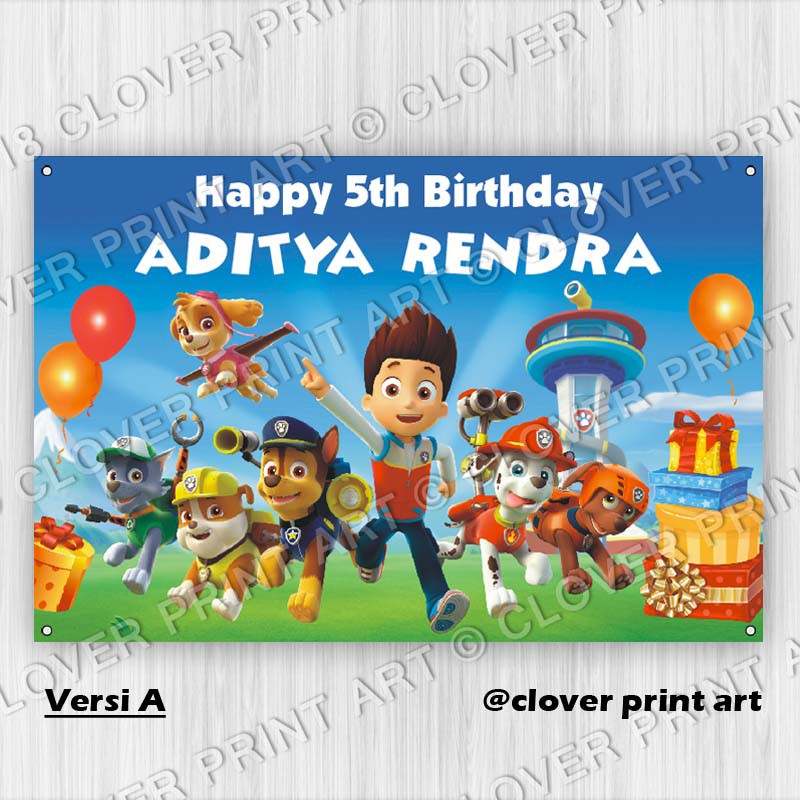 Backdrop Background Banner Ulang Tahun Anak Paw Patrol