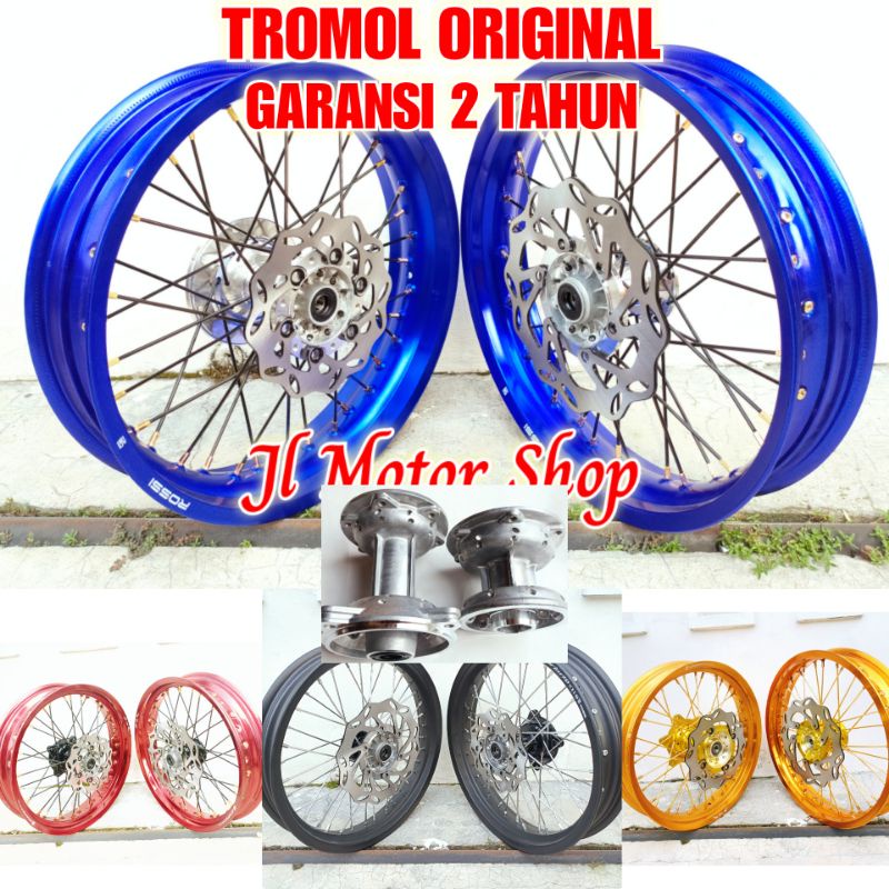 Sepaket Velg SuperMoto Super Moto KLX 150 Lebar 300 350 Set Depan Belakang Free Cakram