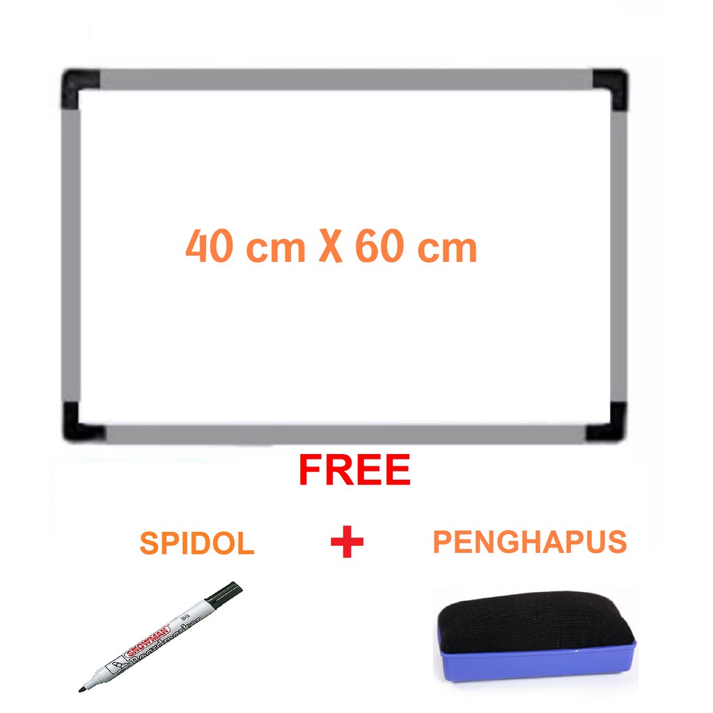 

White Board Papan Tulis Gantung Ukuran 40 cm x 60 cm Free Spidol dan Penghapus