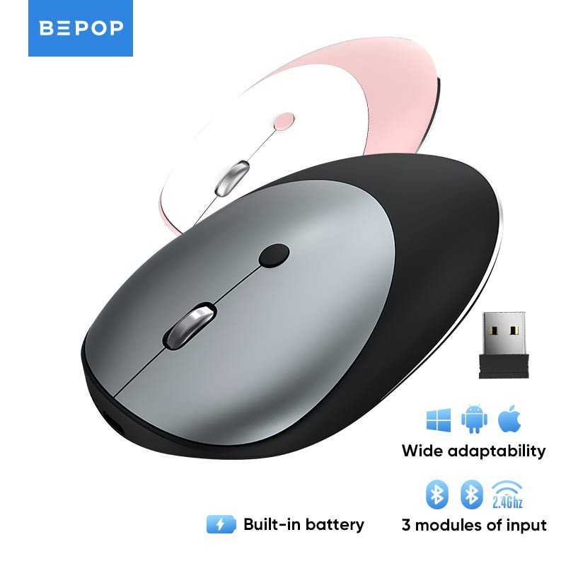 Bepop Mouse Bluetooth 3 Modes 2.4G Wireless Rechargeable 1600DPI