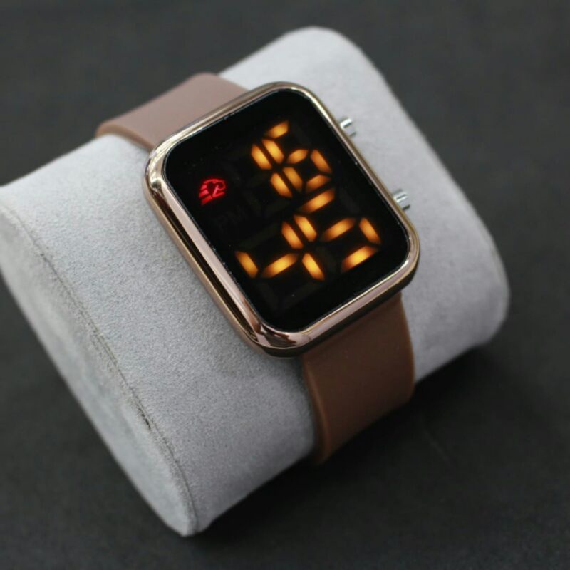 LED digital jam tangan wanita LED watch digital strap Rubber