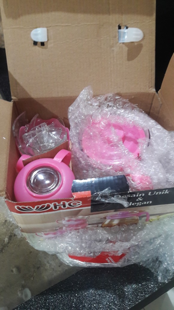 [ Hc ] Tea Set / Tea Pot / Teko Set Kaca Hc 5 In 1 Termurah - Pink