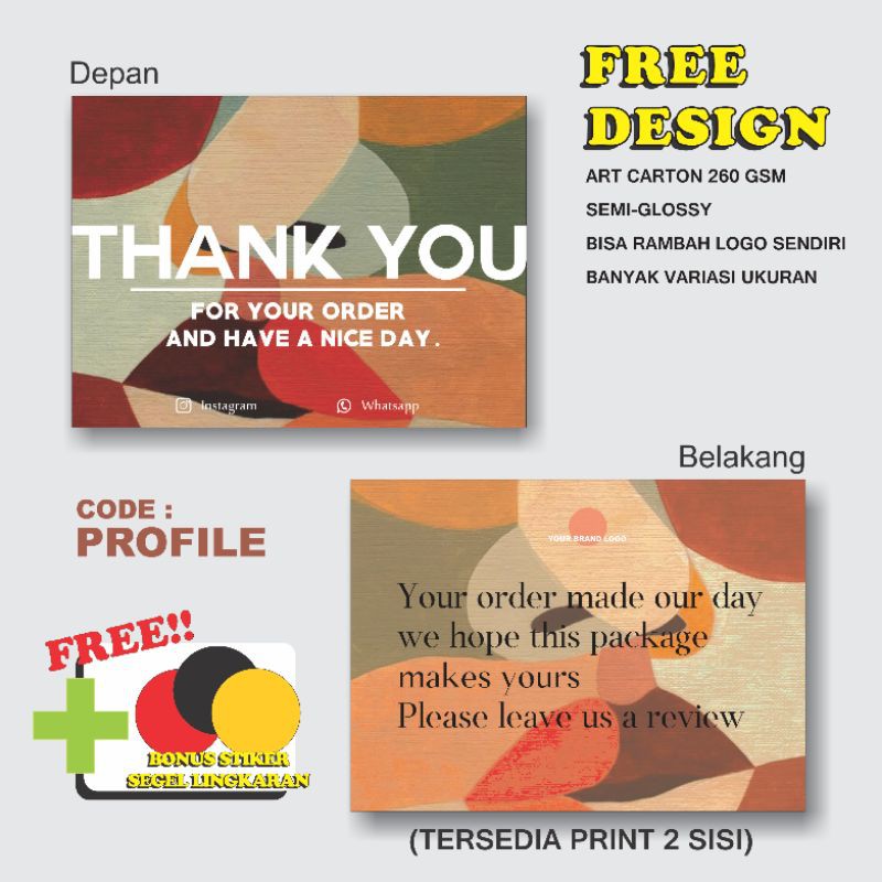 

thanks card / thank you card / kartu ucapan terimakasih