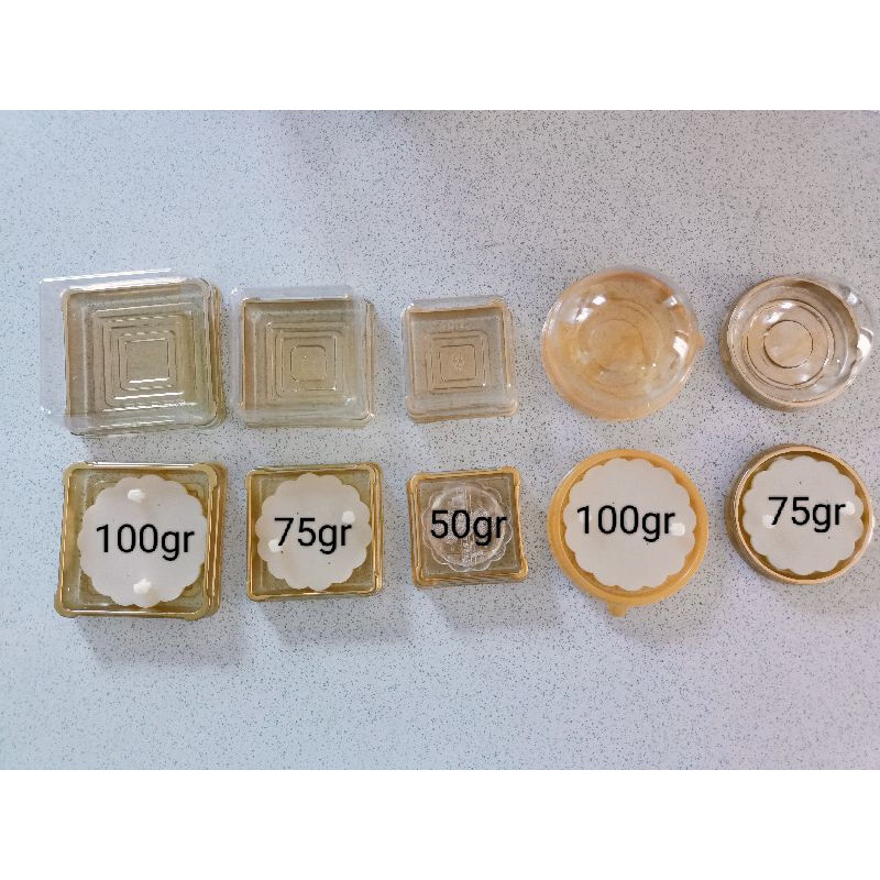 

50 Set TRAY MOONCAKE CASE PETAK BULAT PETAK PAKAI TUTUP Mika Puding 100gr 75gr 50gr