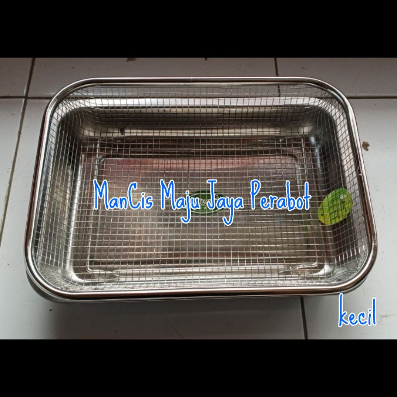 Saringan segi + nampan stainless kecil / saringan gorengan / tirisan