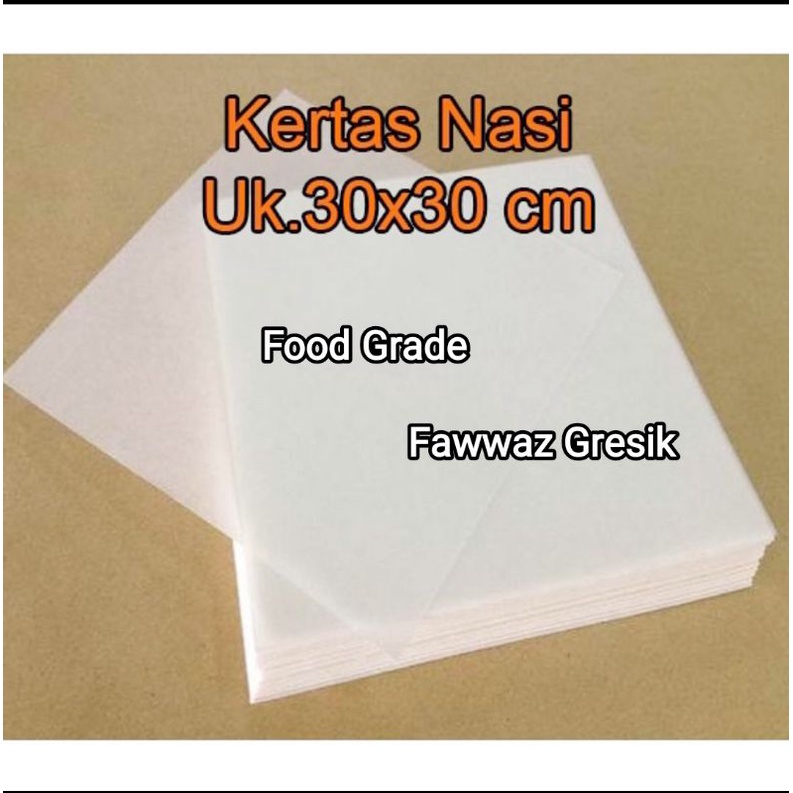 Kertas Nasi Laminasi 30 x 30 cm Burger Wrapper KFC Warna Putih Anti Lengket Food Grade isi 100 Lembar