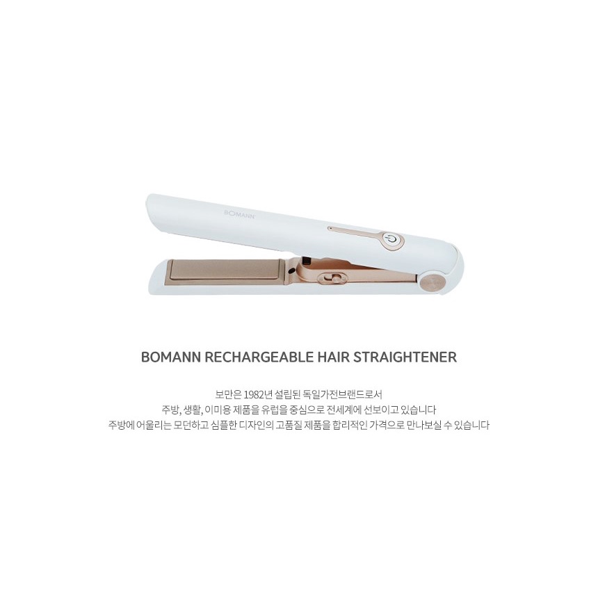 Bomann USB Rechargeable Medium Wireless Magic Device White Hair Iron Cordless