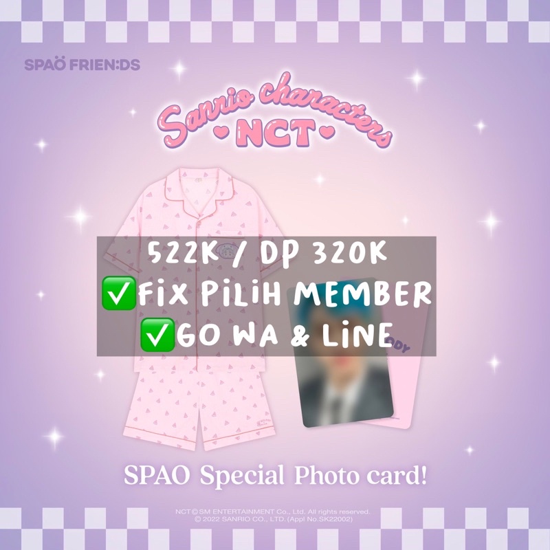 [ PO ] NCT SANRIO x SPAO OFFICIAL MERCHANDISE PAJAMAS (PILIH MEMBER)